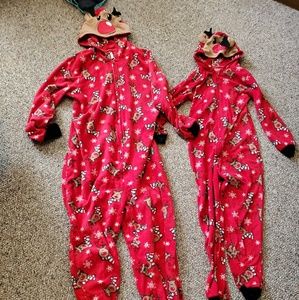 Mommy and me Reindeer hoodef sleepers